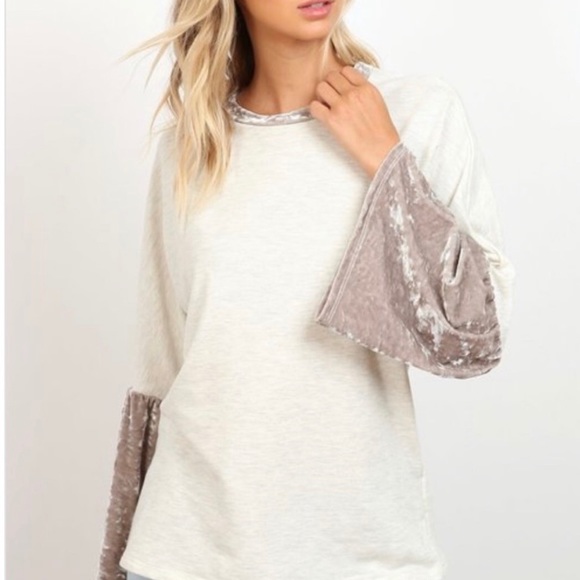 Hummingbird Velvet Bell Sleeve Top - Picture 1 of 9